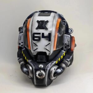 Titanfall Militia Assault Pilot Helmet Replica – Life-Size Cosplay Helmet, Wearable 6-4 Squadron Tribute, Collectible Gaming Display for Fans
